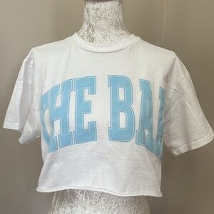 THE BAR Varsity White Cropped Tee